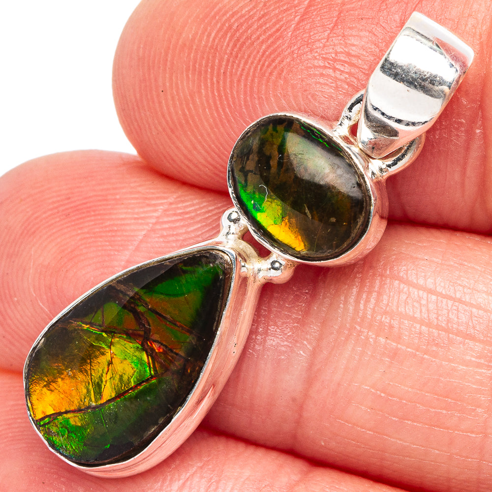 Rare Ammolite Pendant 1 3/8" (925 Sterling Silver) P44067