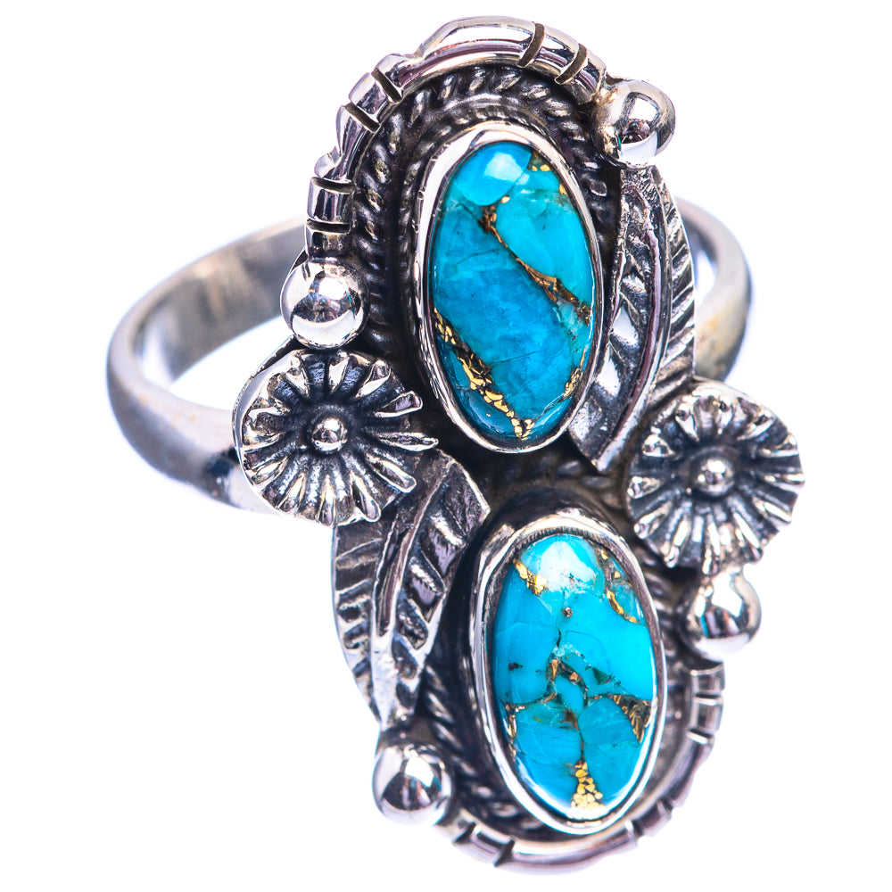 Blue Copper Composite Turquoise Ring Size 8.25 (925 Sterling Silver) R142277