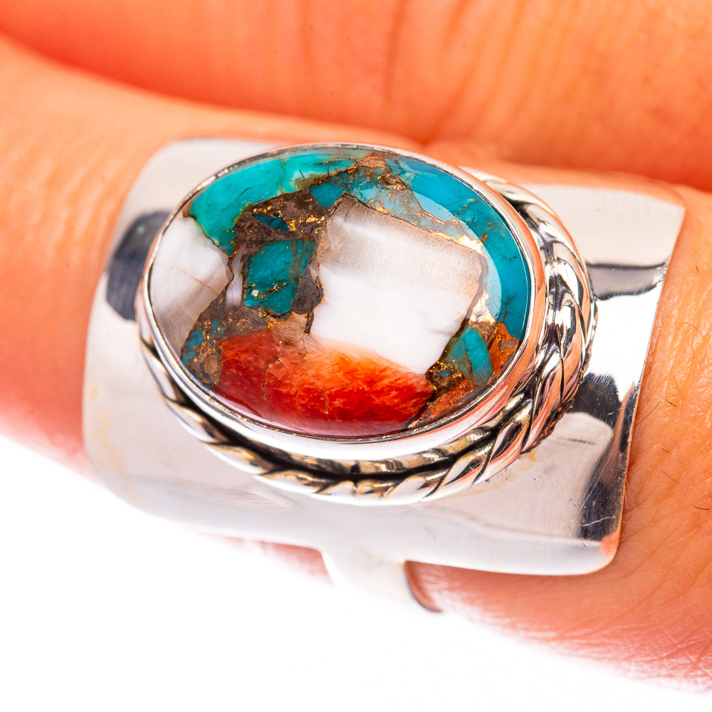 Spiny Oyster Turquoise 925 Sterling Silver Ring Size 7.75 (925 Sterling Silver) RING140301