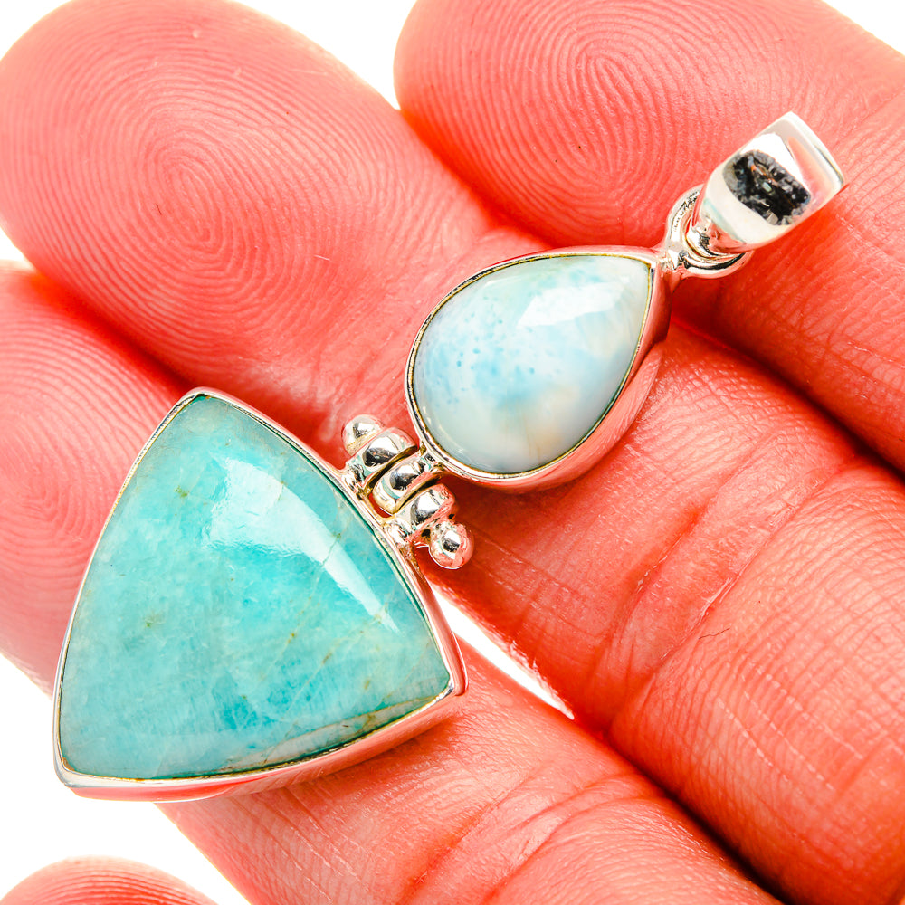 Amazonite, Larimar Pendant 2" (925 Sterling Silver) PD37988