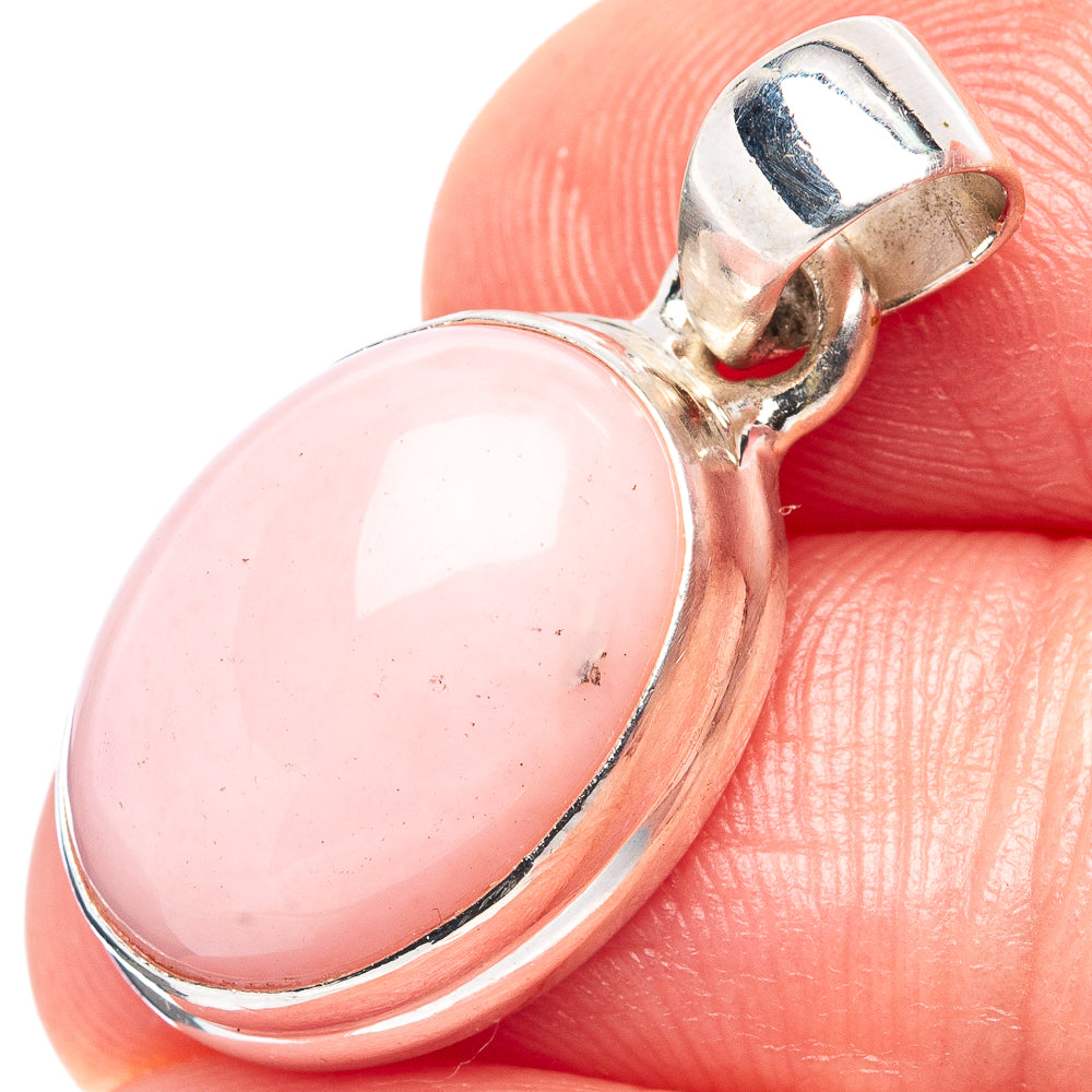 Pink Opal Pendant 1 1/8" (.925 Sterling Silver)
