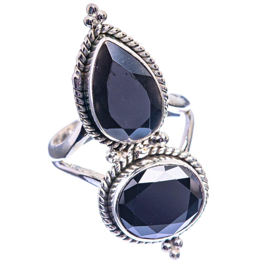 Large Black Onyx Ring Size 8 (925 Sterling Silver) R142356