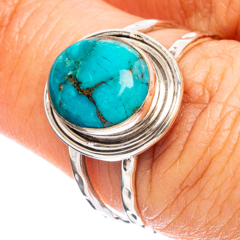 Blue Copper Turquoise Ring Size 7.25 (925 Sterling Silver) R7968