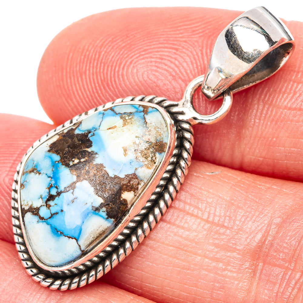 Rare Golden Hills Turquoise Pendant 1 3/8" (925 Sterling Silver) P42701