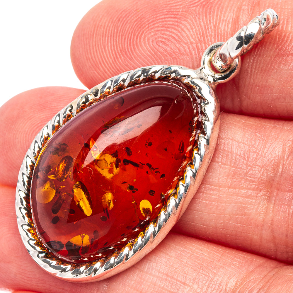 Baltic Amber Pendant 1 5/8" (.925 Sterling Silver)