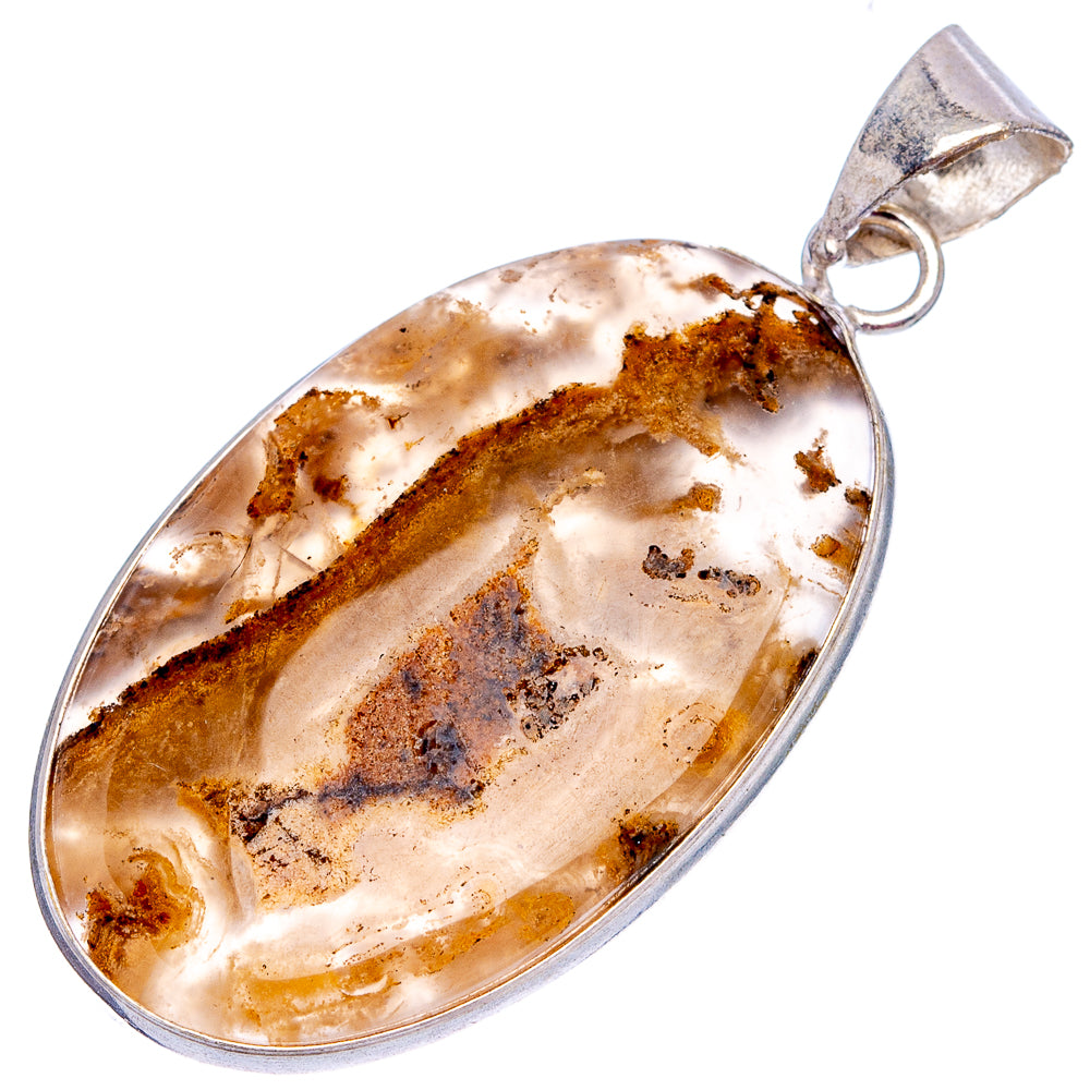 Moss Agate Pendant 1 7/8" (Silver Plated)