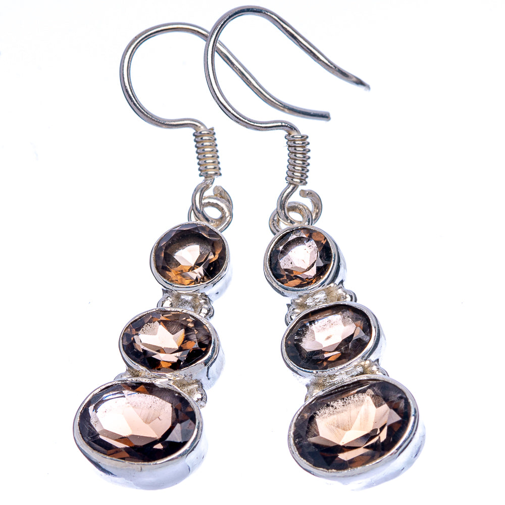 Smoky Quartz Earrings 1 1/2" (925 Sterling Silver) E433351
