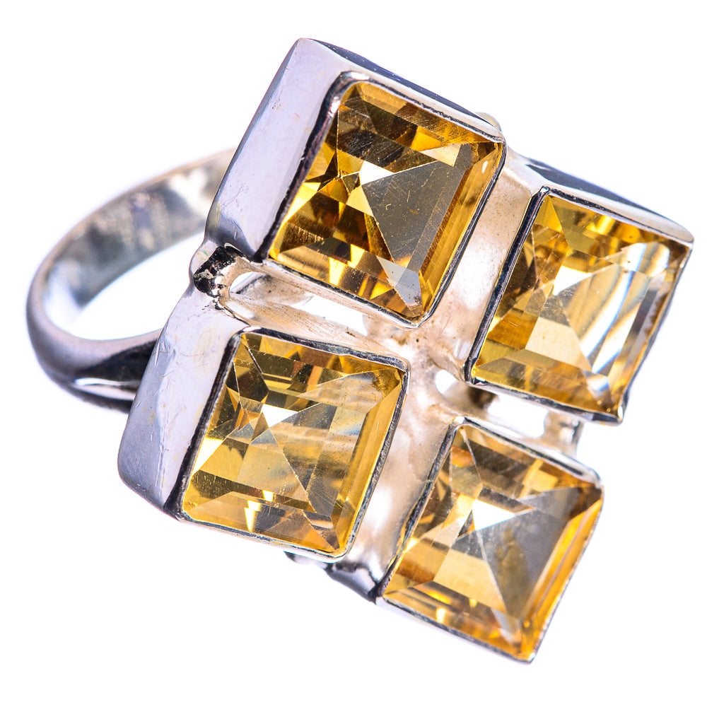 Large Faceted Citrine 925 Sterling Silver Ring Size 9.25