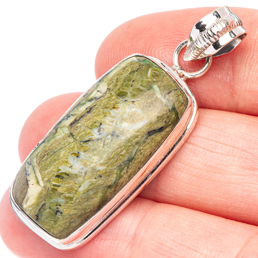 Green Swiss Opal Pendant 1 5/8" (925 Sterling Silver) P44422