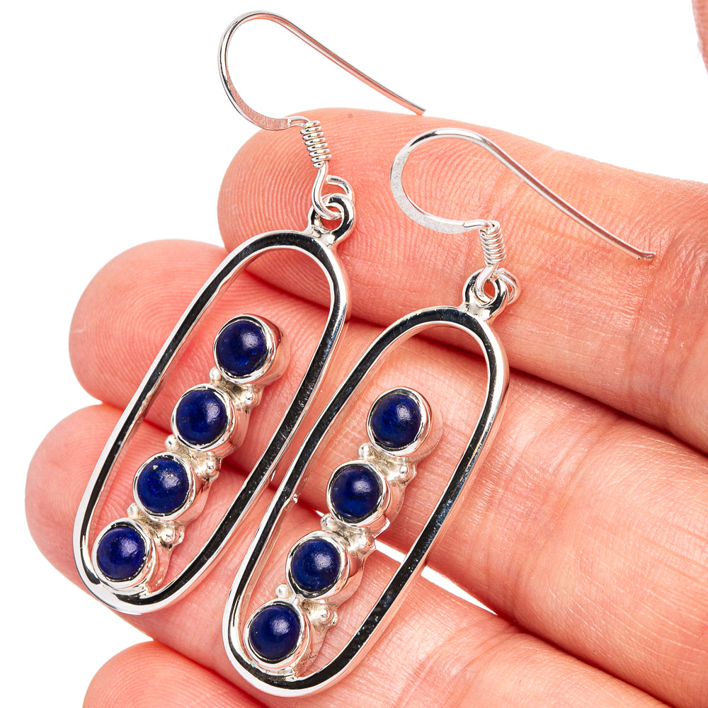 Lapis Lazuli 925 Sterling Silver Premium Earrings 1 7/8" (925 Sterling Silver) E2236