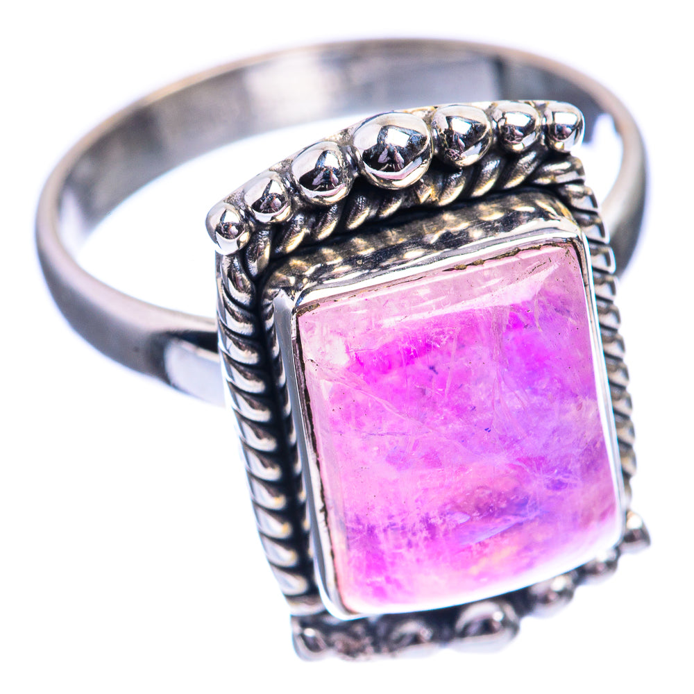 Pink Moonstone Ring Size 7.75 (925 Sterling Silver) R141981