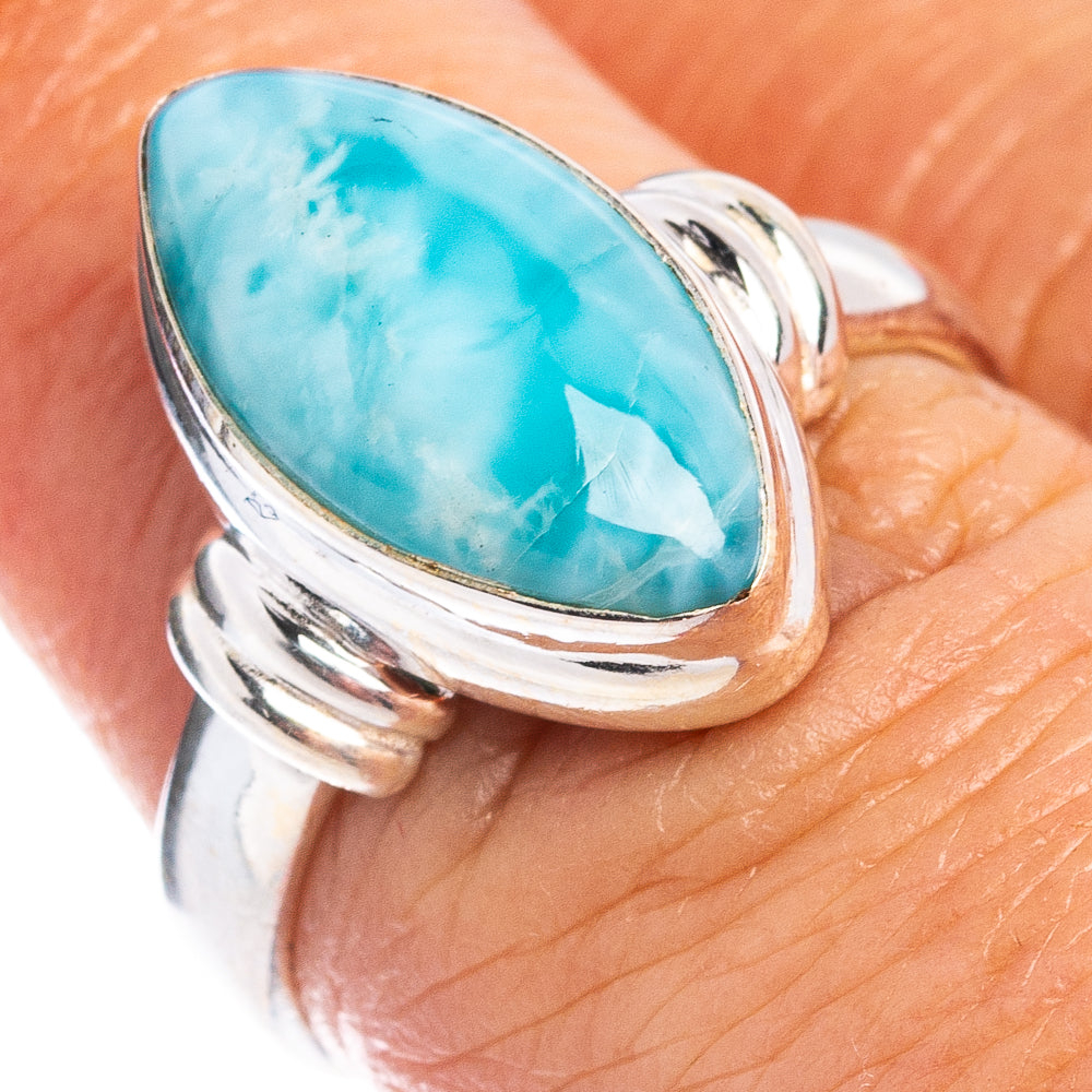 Rare Larimar Ring Size 6.75 (.925 Sterling Silver)