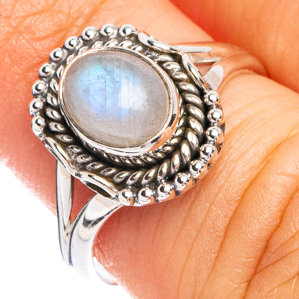 Dainty Rainbow Moonstone Ring Size 6 (925 Sterling Silver) R8671