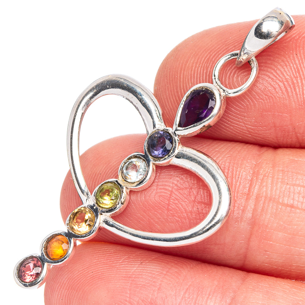 Chakra Heart Pendant 1 3/4" (925 Sterling Silver) P40577