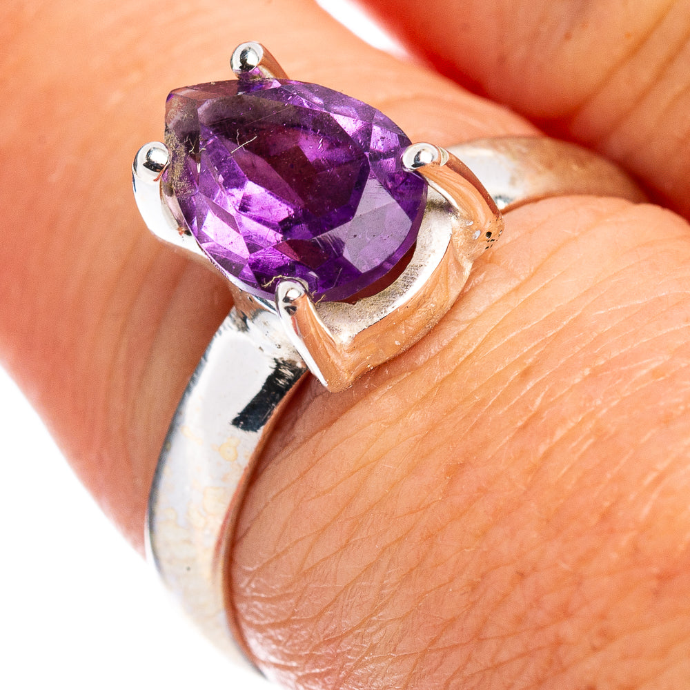 Faceted Amethyst Ring Size 7.5 (.925 Sterling Silver)