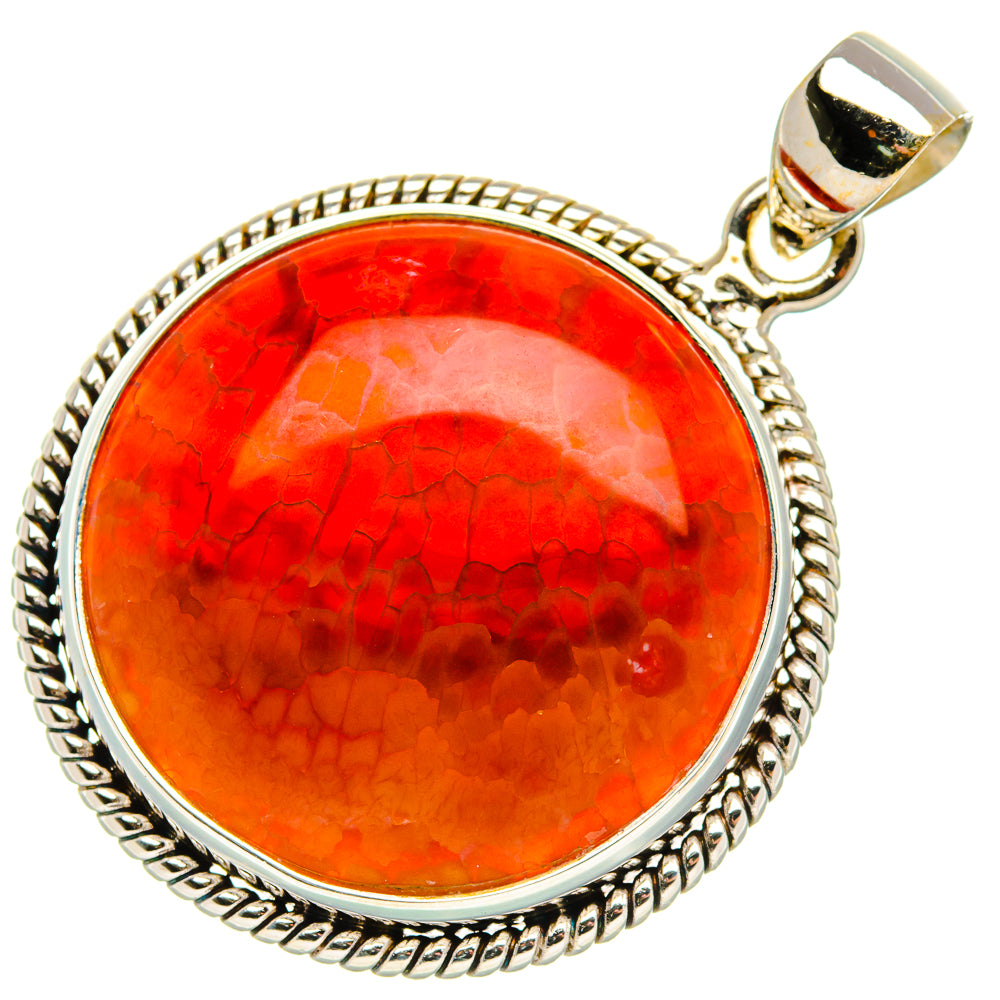 Fire Crab Agate Pendant 1 1/2" (925 Sterling Silver) PD37969