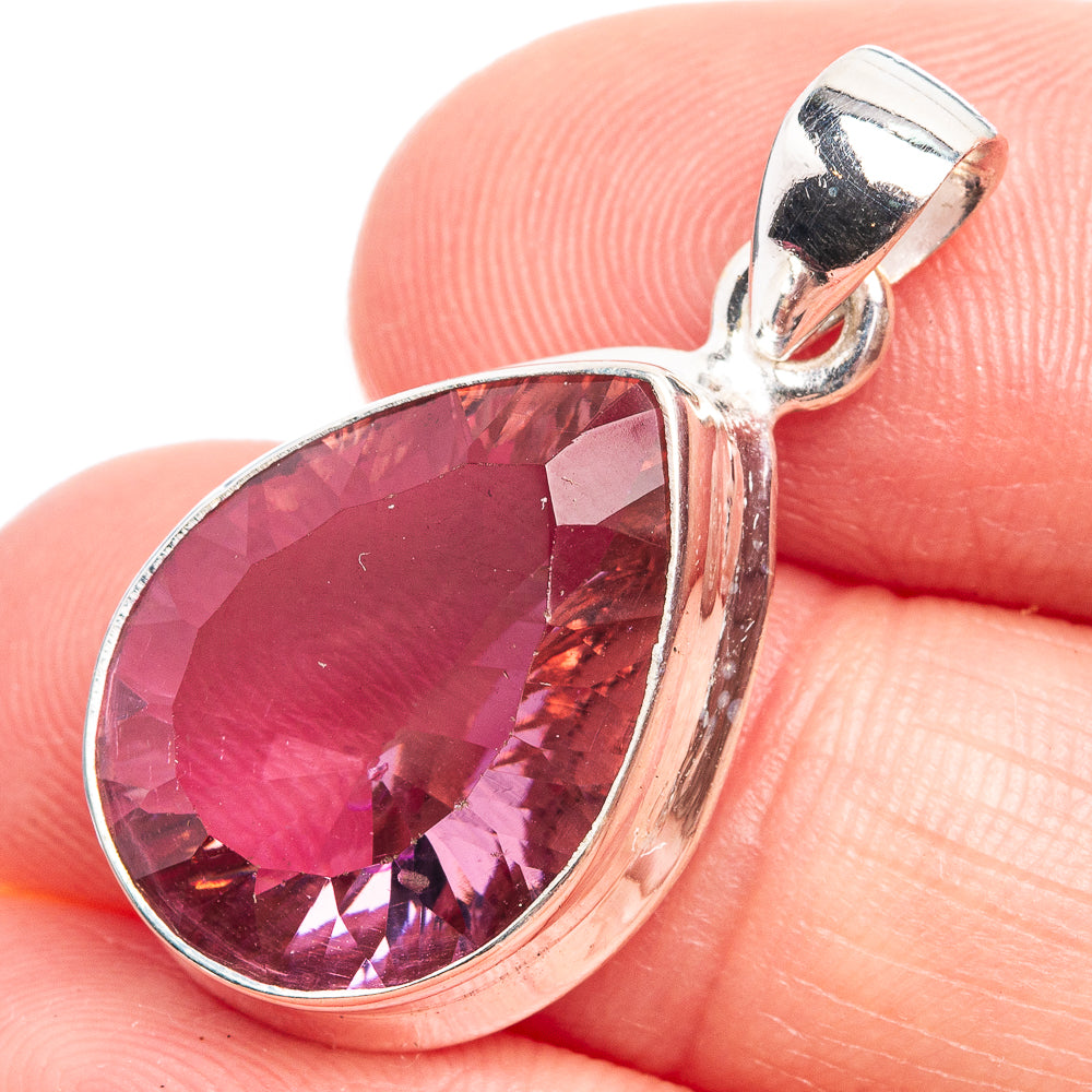 Faceted Color Change Alexandrite (Lab.) Pendant 1 1/8" (925 Sterling Silver) P38985
