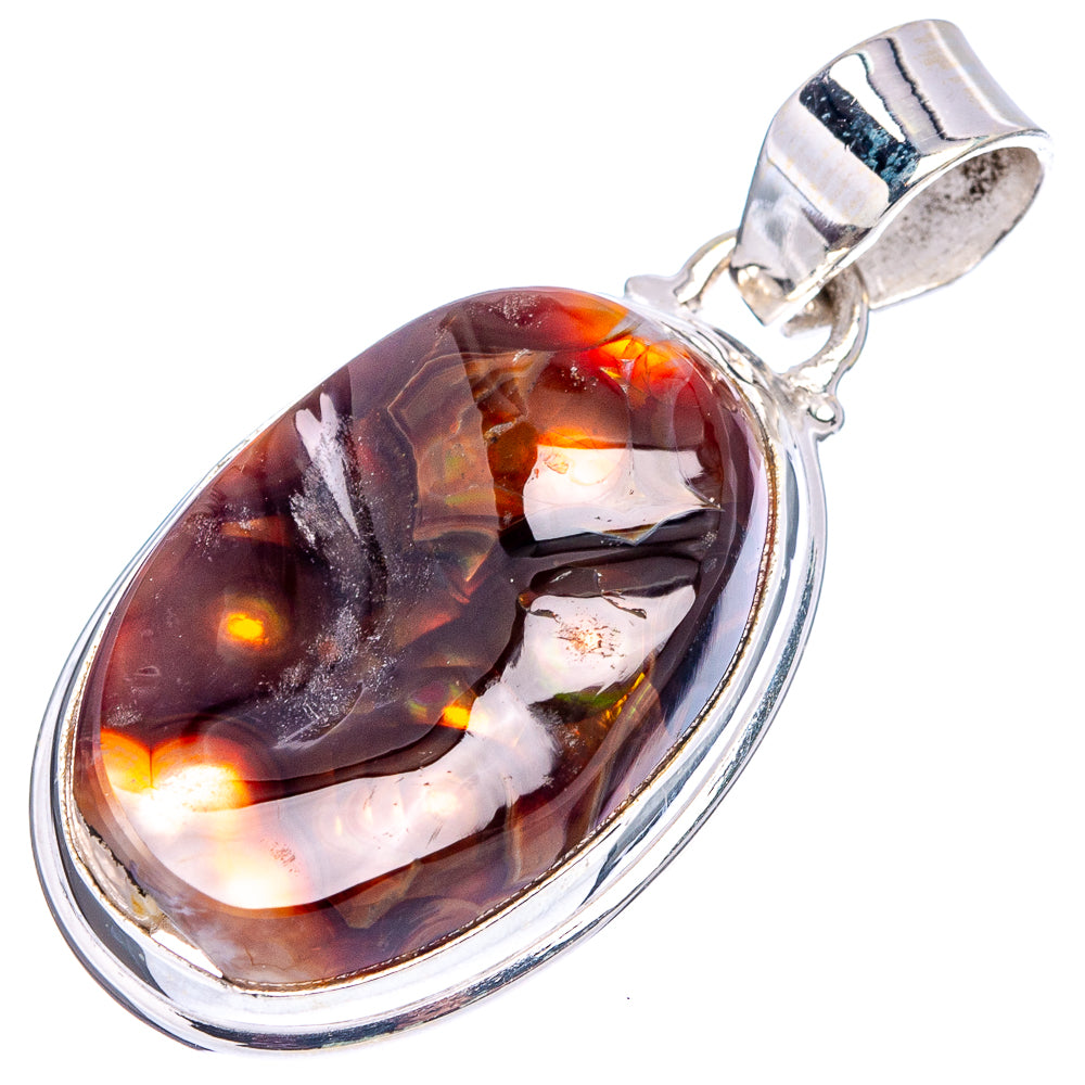 Mexican Fire Agate Pendant 1 1/2" (.925 Sterling Silver)
