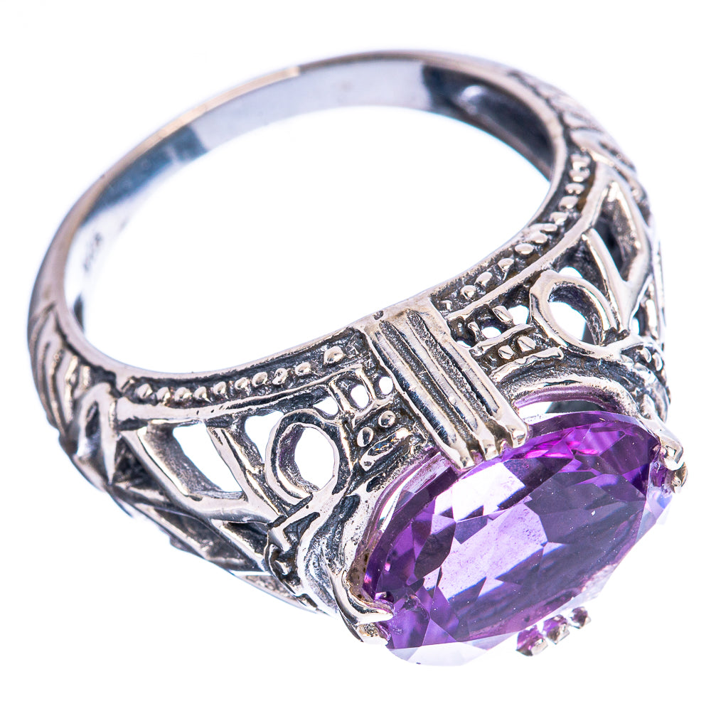 Faceted Amethyst Ring Size 8 (925 Sterling Silver) R3229