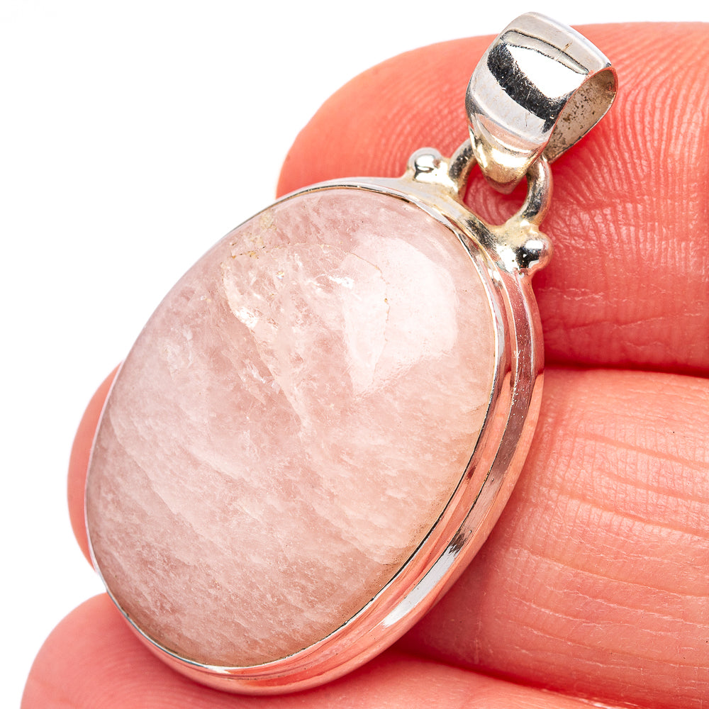 Rose Quartz Pendant 1 3/8" (.925 Sterling Silver)