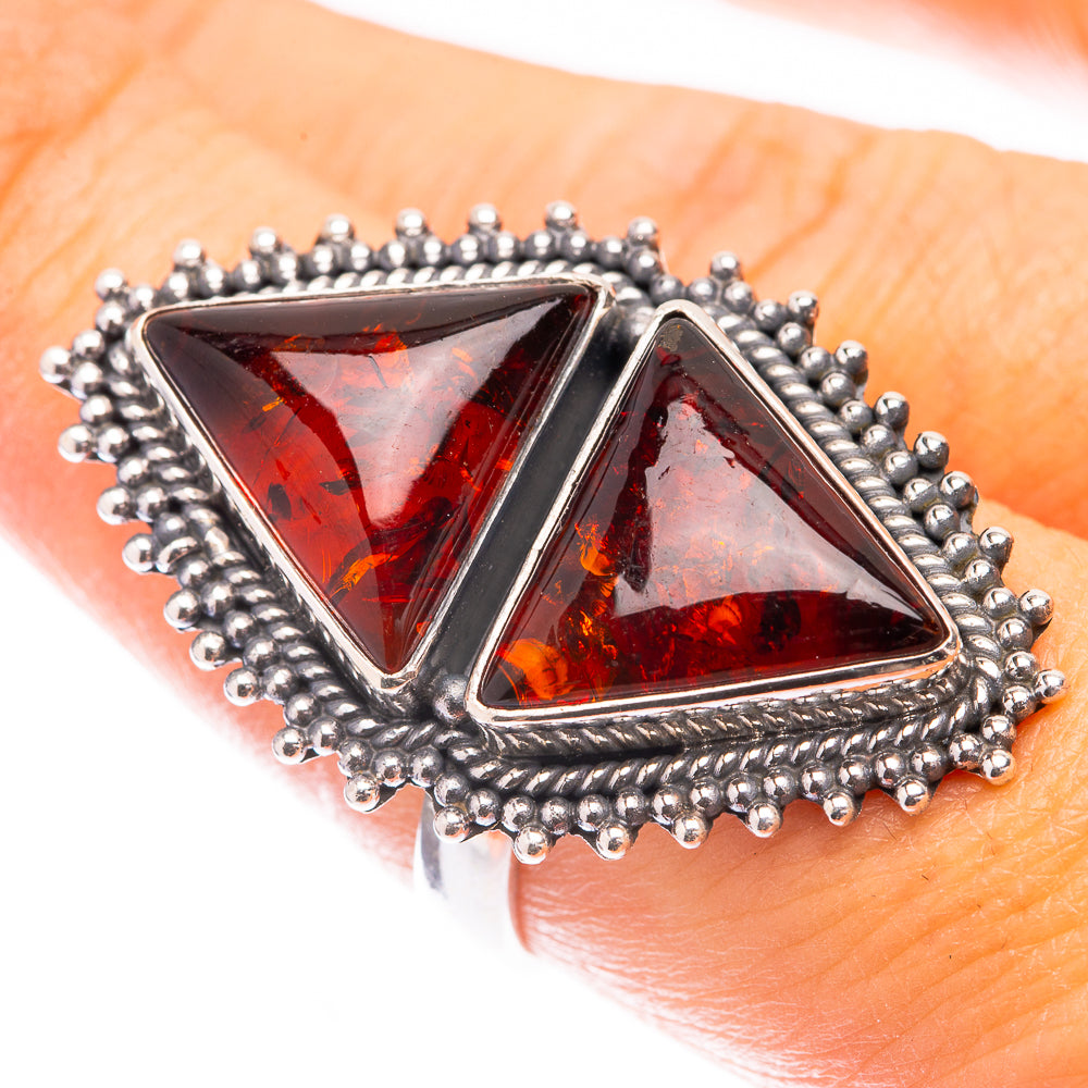 Large Baltic Amber Ring Size 7.75 (925 Sterling Silver) R141635