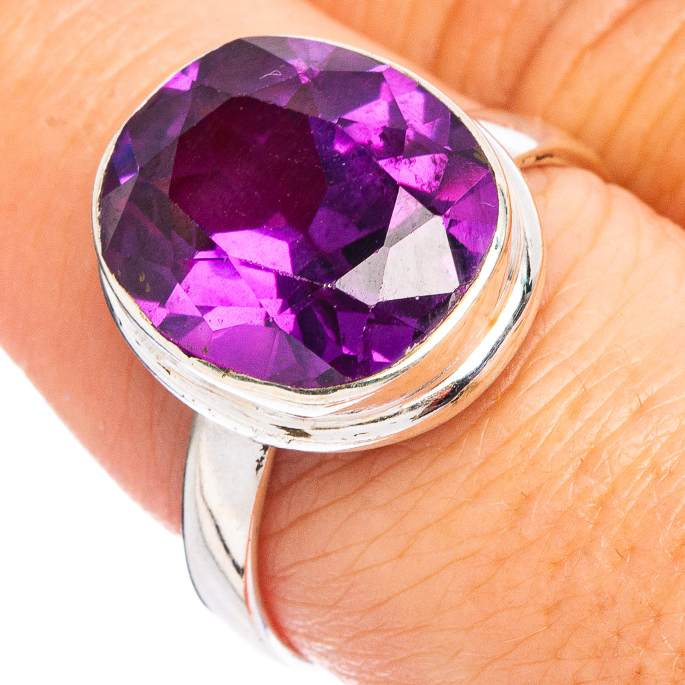 Lab Created Faceted Alexandrite Ring Size 8.75 (.925 Sterling Silver)