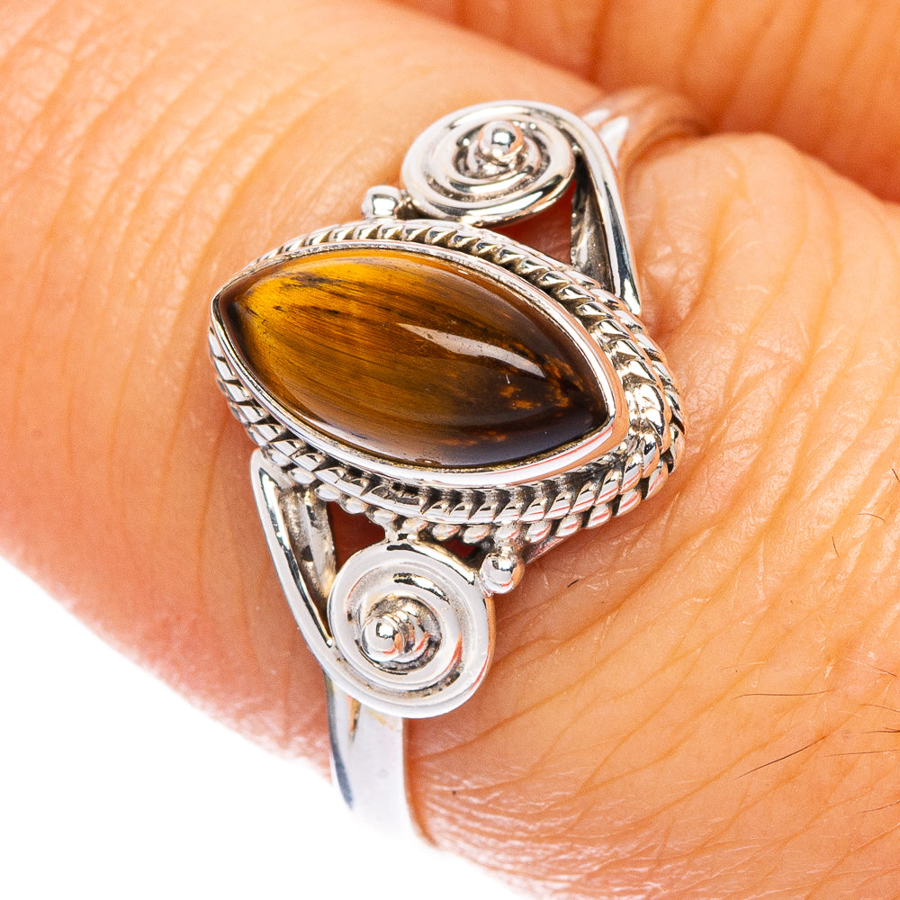 Tiger Eye Dainty Ring Size 7.75 (925 Sterling Silver) R1216