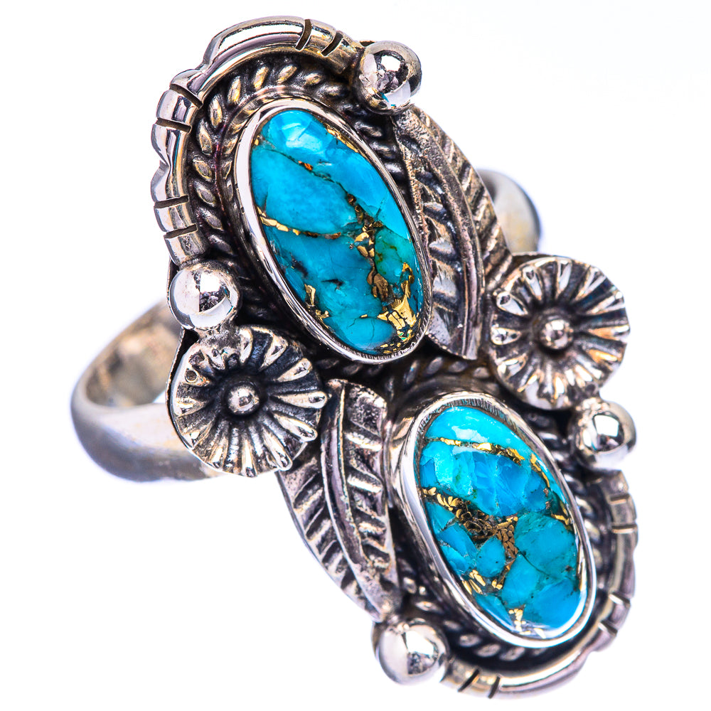 Blue Copper Composite Turquoise Ring Size 7.25 (925 Sterling Silver) R142712
