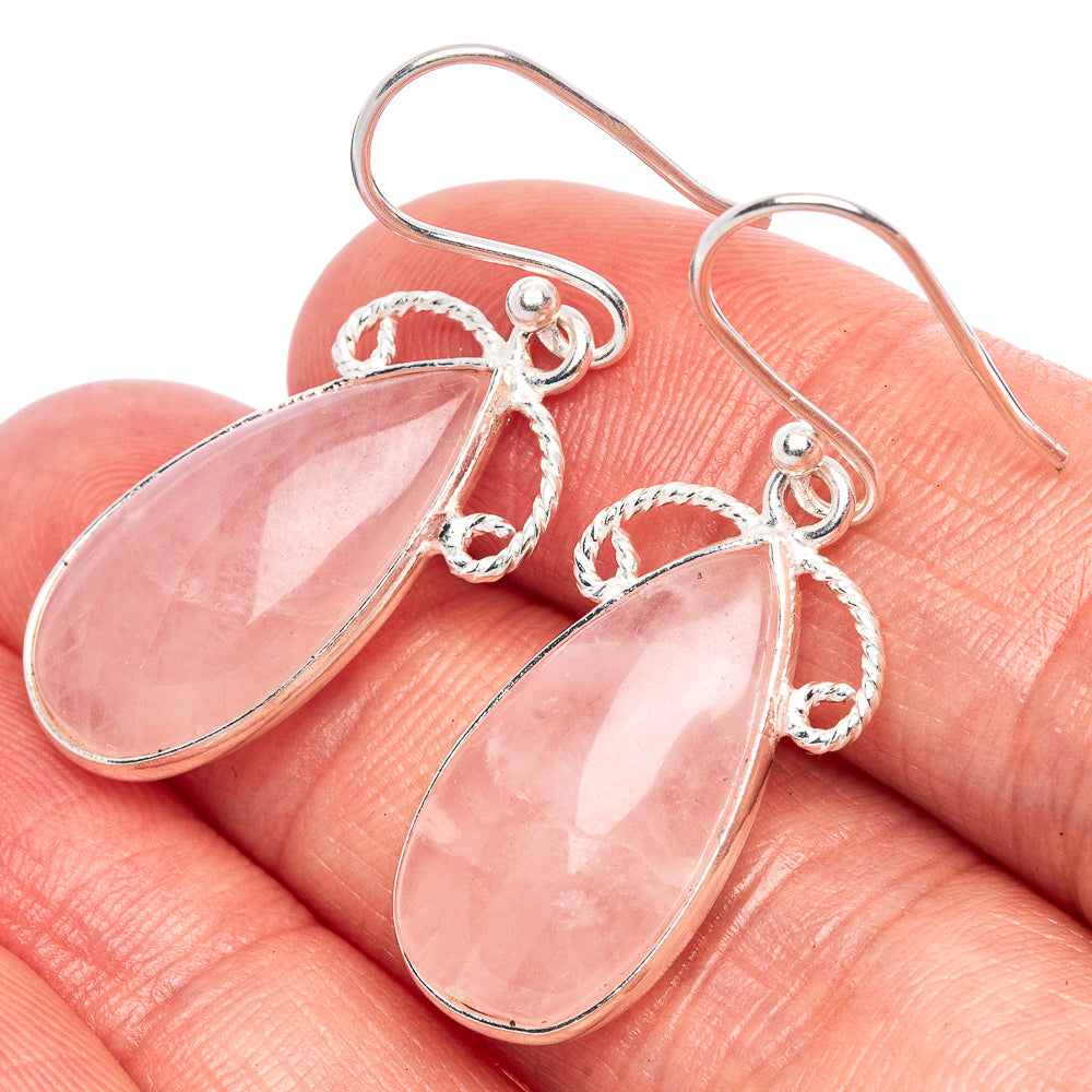 Rose Quartz Earrings 1 1/2" (925 Sterling Silver) E1716