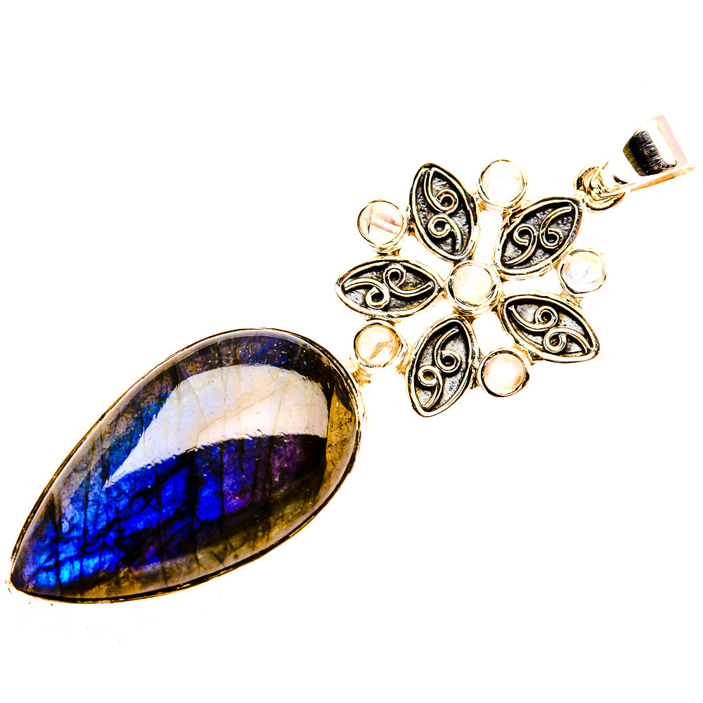 Signature Labradorite, Rainbow Moonstone 925 Sterling Silver Pendant 2 3/8" (925 Sterling Silver) PD37809