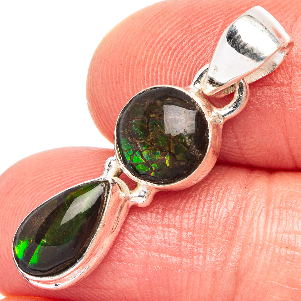 Rare Ammolite Pendant 1 1/4" (925 Sterling Silver) P44079