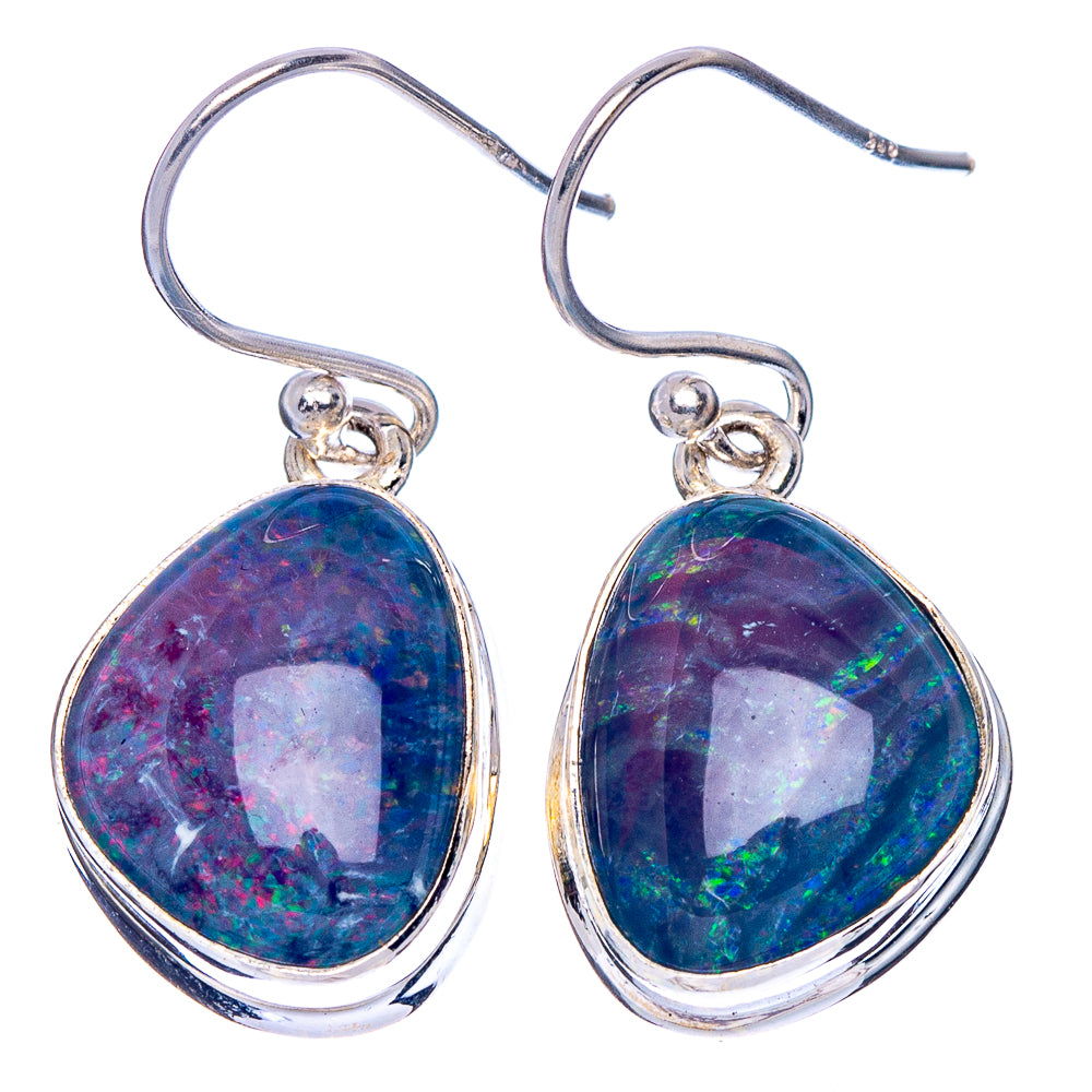 Rare Triplet Opal Earrings 1 1/4" (925 Sterling Silver) E1862