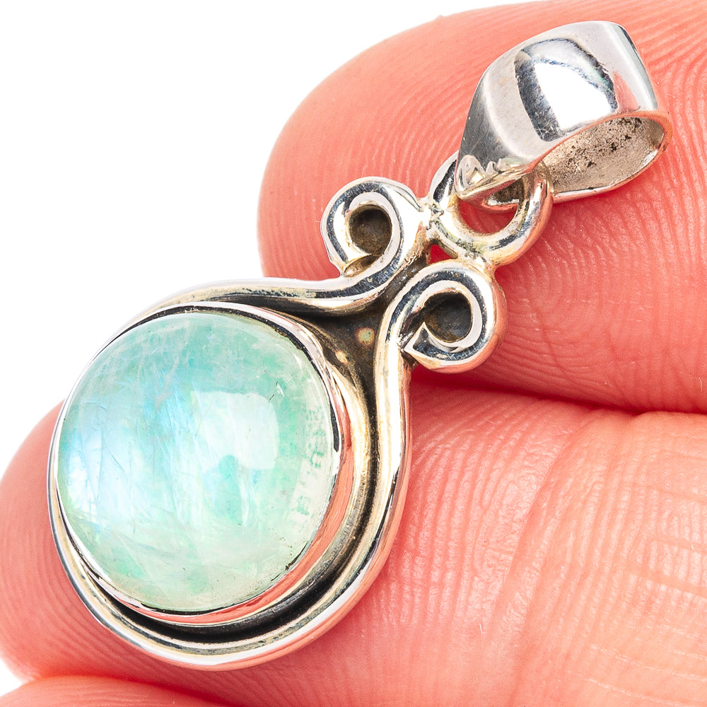 Green Moonstone Pendant 1 1/8" (925 Sterling Silver) P44711