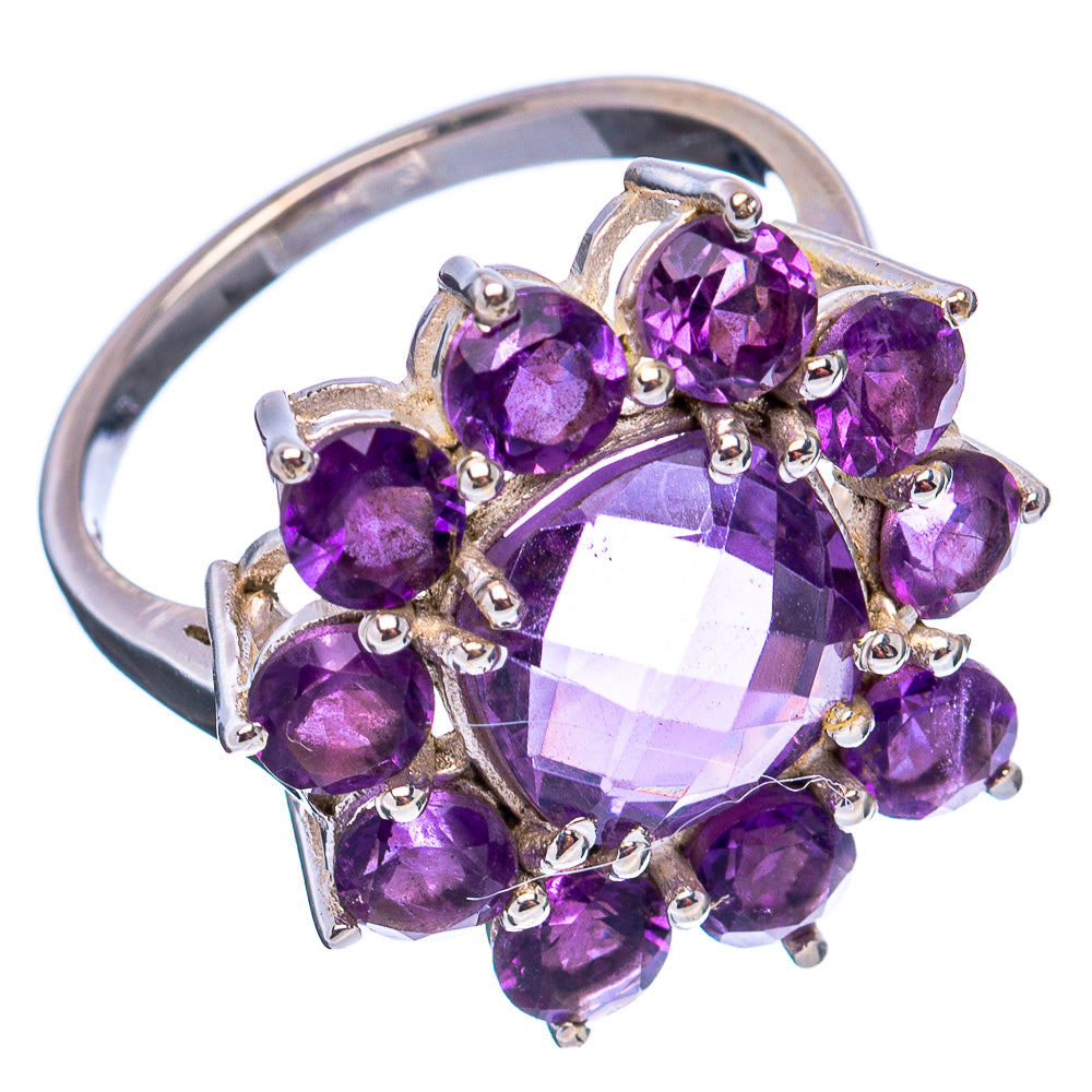 Amethyst Flower Ring Size 6.5 (.925 Sterling Silver)