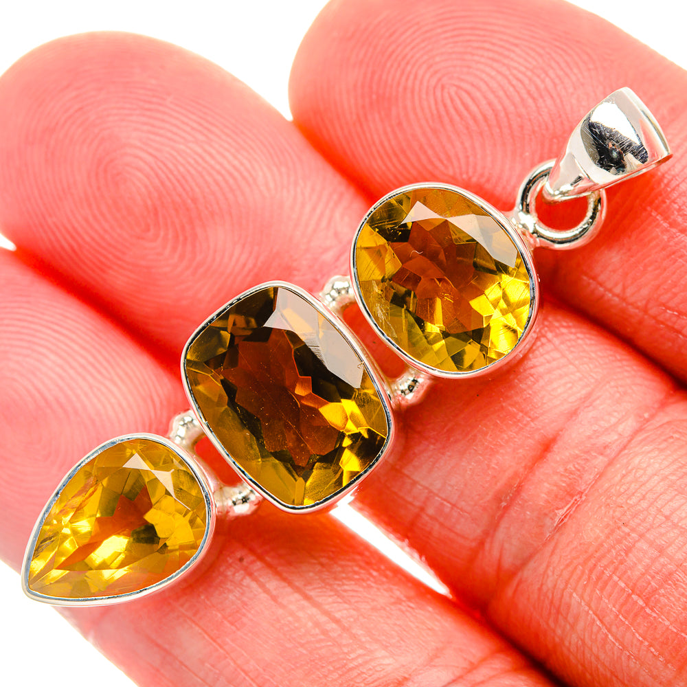 Faceted Citrine Pendant 2" (925 Sterling Silver) PD38120