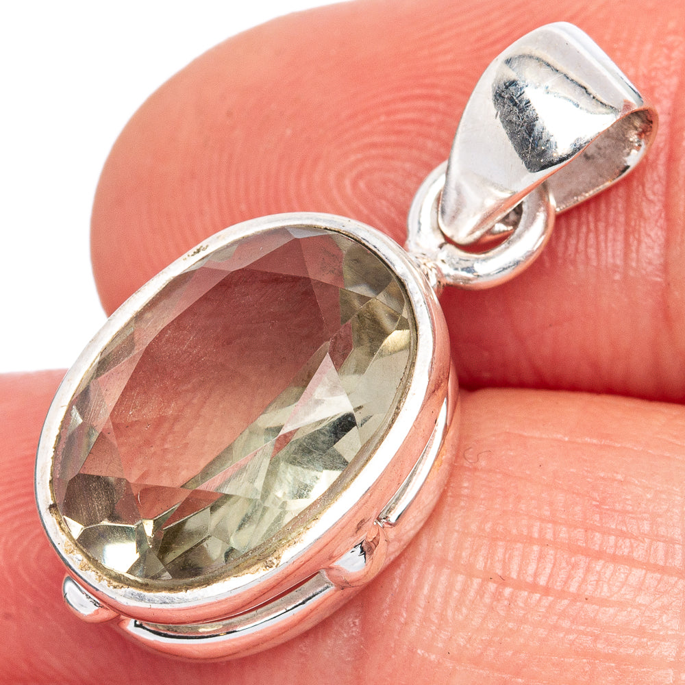 Value Faceted Green Amethyst Pendant 1 1/8" (925 Sterling Silver) P42019