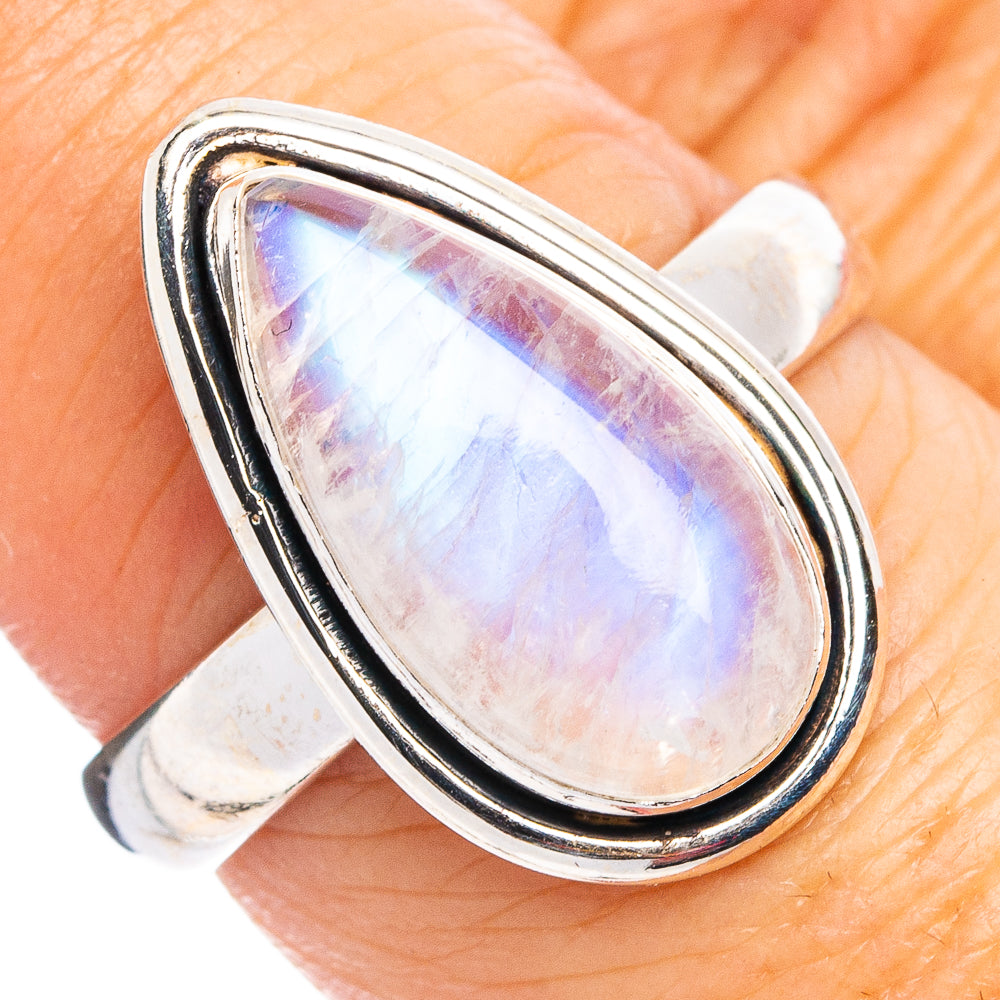 Rainbow Moonstone Ring Size 8 (.925 Sterling Silver)
