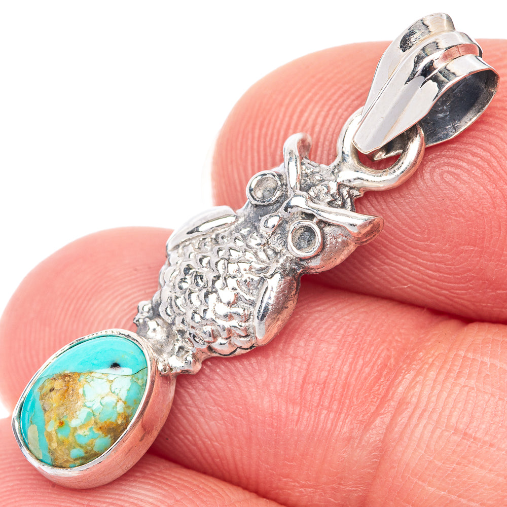 Blue Copper Composite Turquoise Dainty Pendant 1 3/8" (925 Sterling Silver) P39890