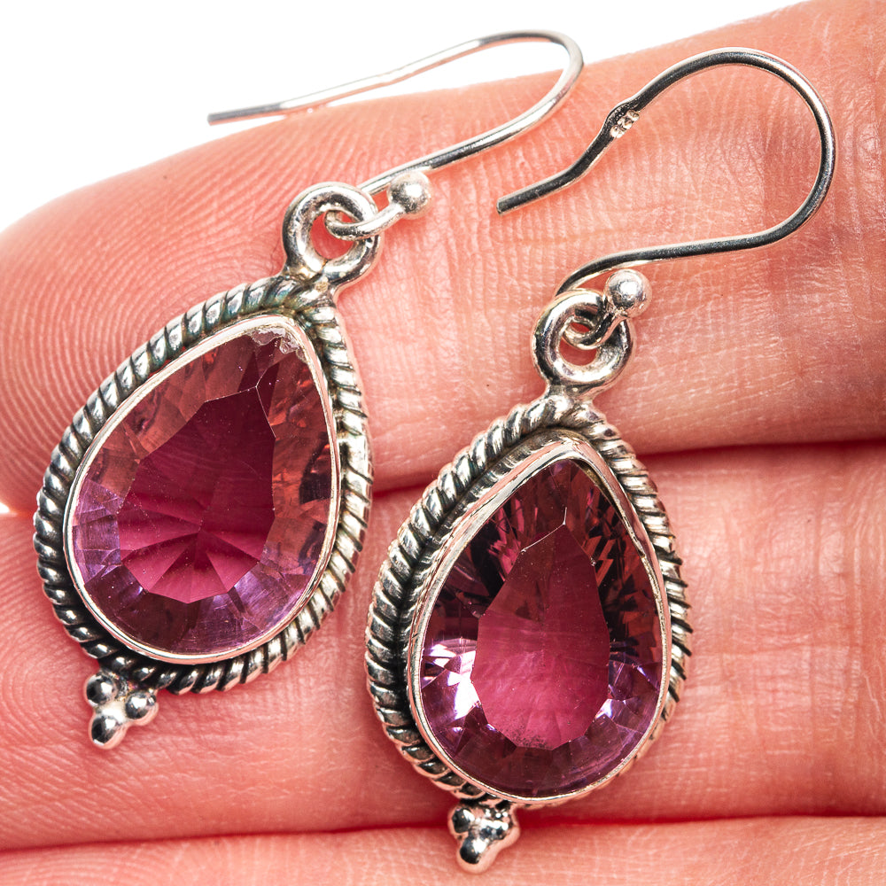 Faceted Color Change Alexandrite (Lab.) Earrings 1 1/2" (925 Sterling Silver) E432691