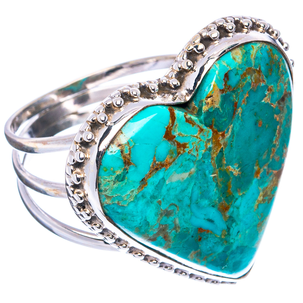 Mohave Turquoise Heart Ring Size 8.5 (.925 Sterling Silver)