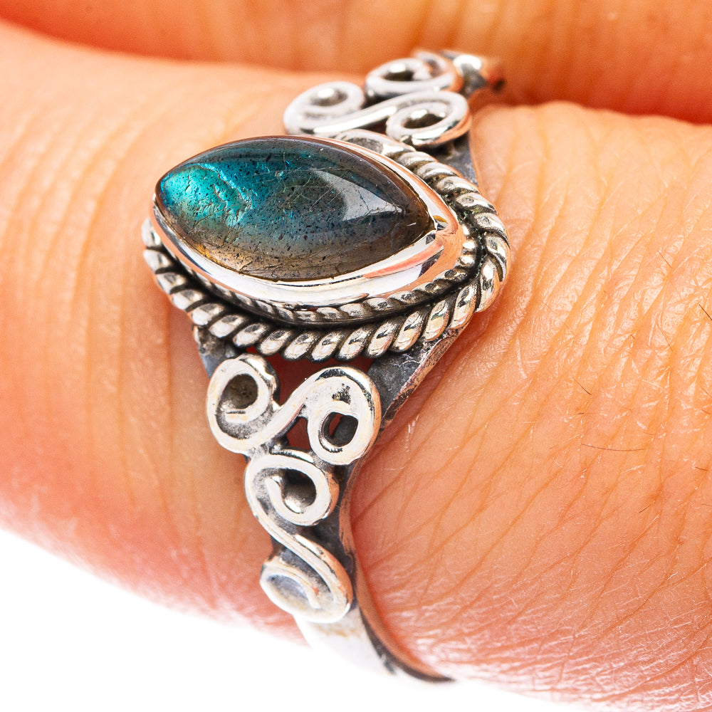 Labradorite Dainty Ring Size 7.75 (925 Sterling Silver) R5773