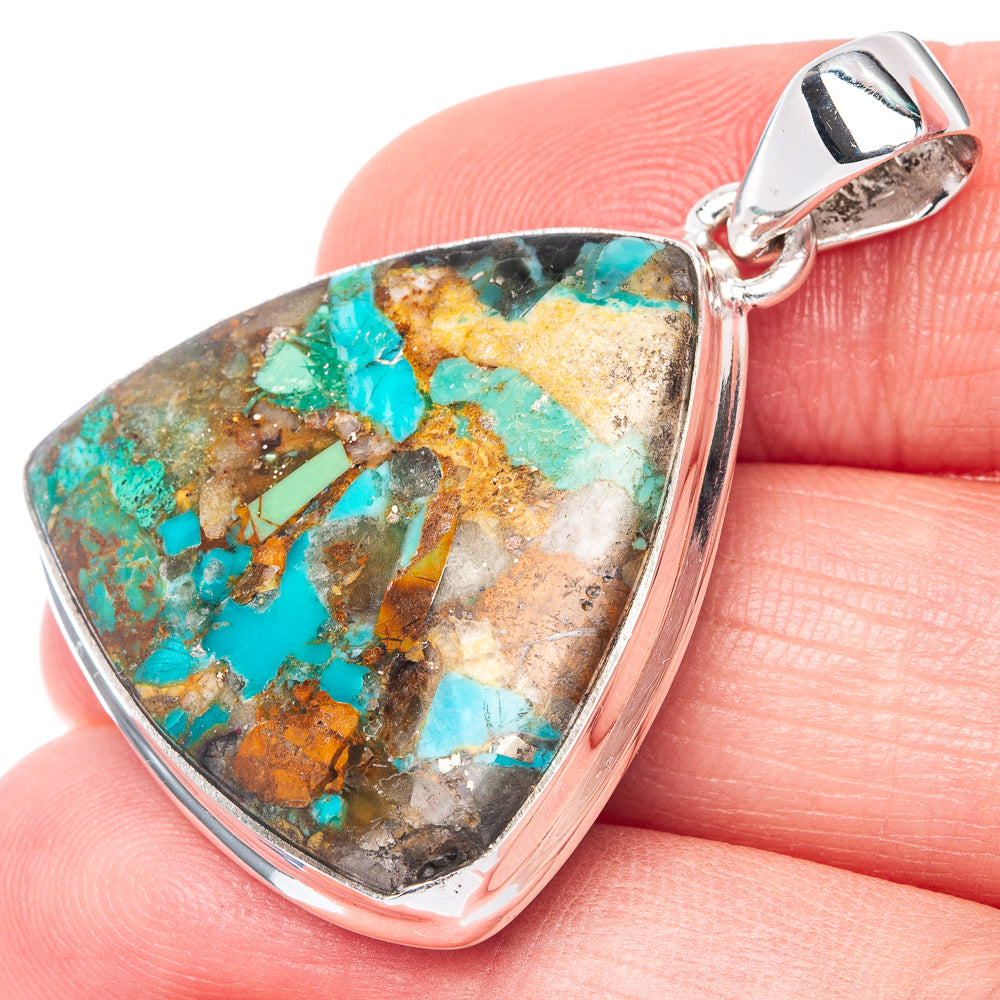 Rare Royston Matrix Turquoise Pendant 1 1/2" (925 Sterling Silver) P40954