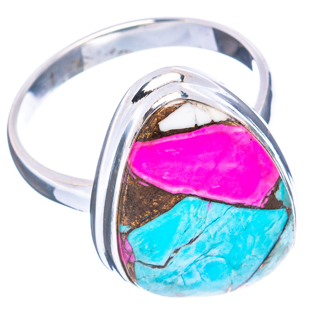Pink Dahlia Mohave Turquoise Ring Size 10 (.925 Sterling Silver)