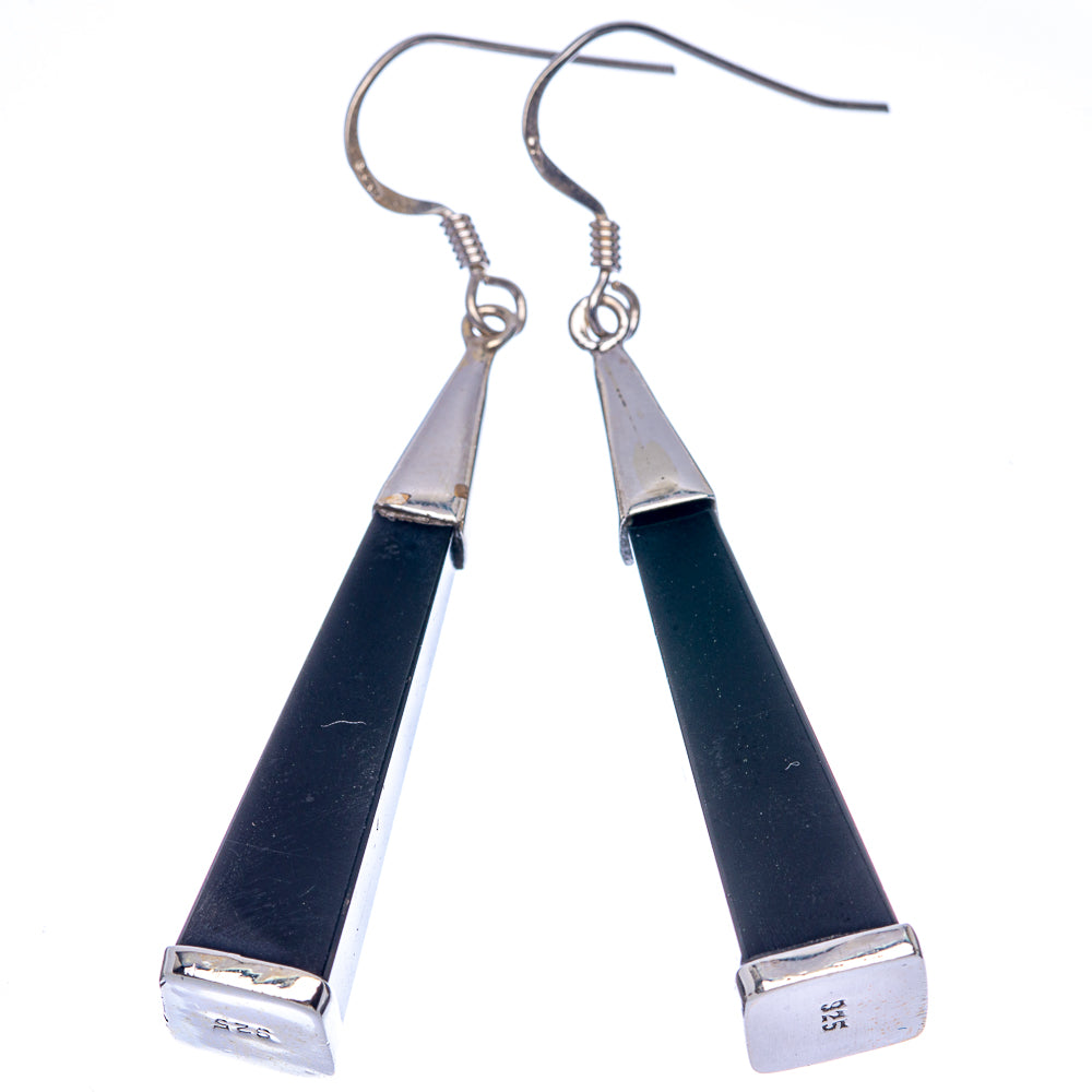 Black Onyx Earrings 2 1/4" (925 Sterling Silver) E433361