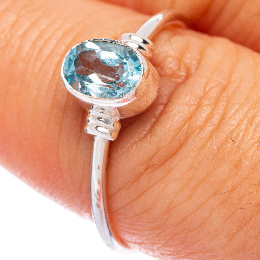 Blue Topaz Dainty Ring Size 8.25 (925 Sterling Silver) R145810