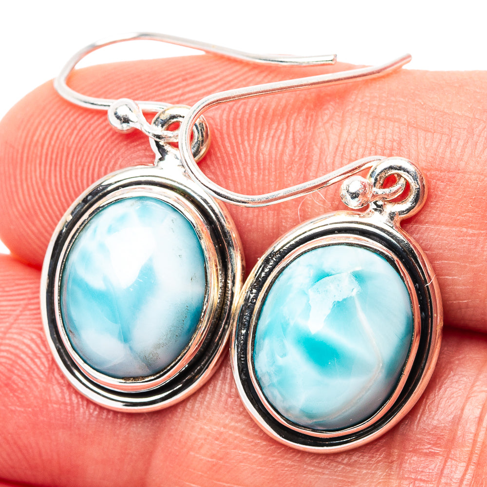 Larimar Earrings 1 3/8" (.925 Sterling Silver)