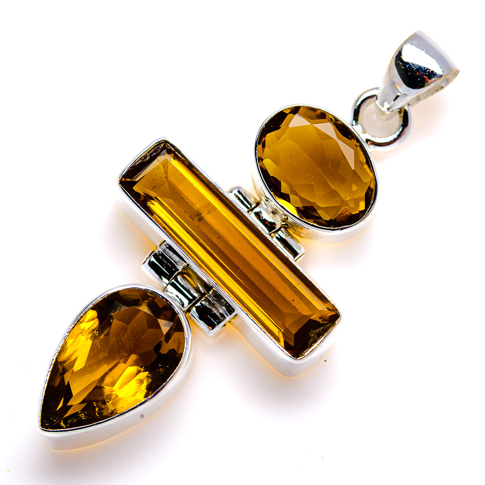 Faceted Citrine Pendant 2" (925 Sterling Silver) PD38060