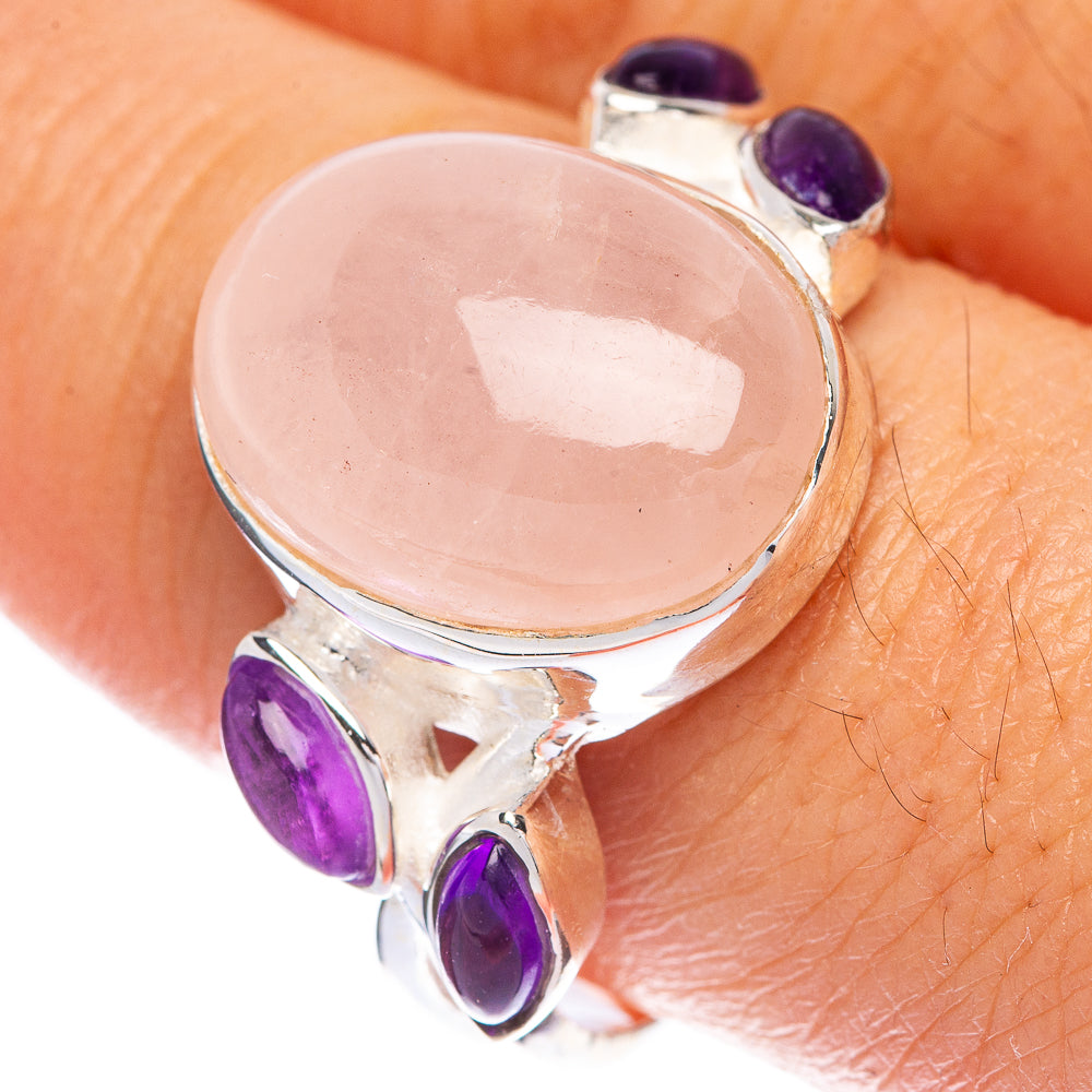 Rose Quartz, Amethyst Ring Size 9.75 (925 Sterling Silver) R144611