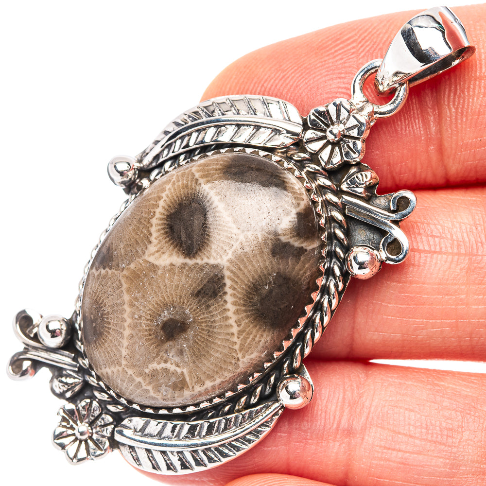Premium Fossil Coral Pendant 2 1/8" (.925 Sterling Silver)