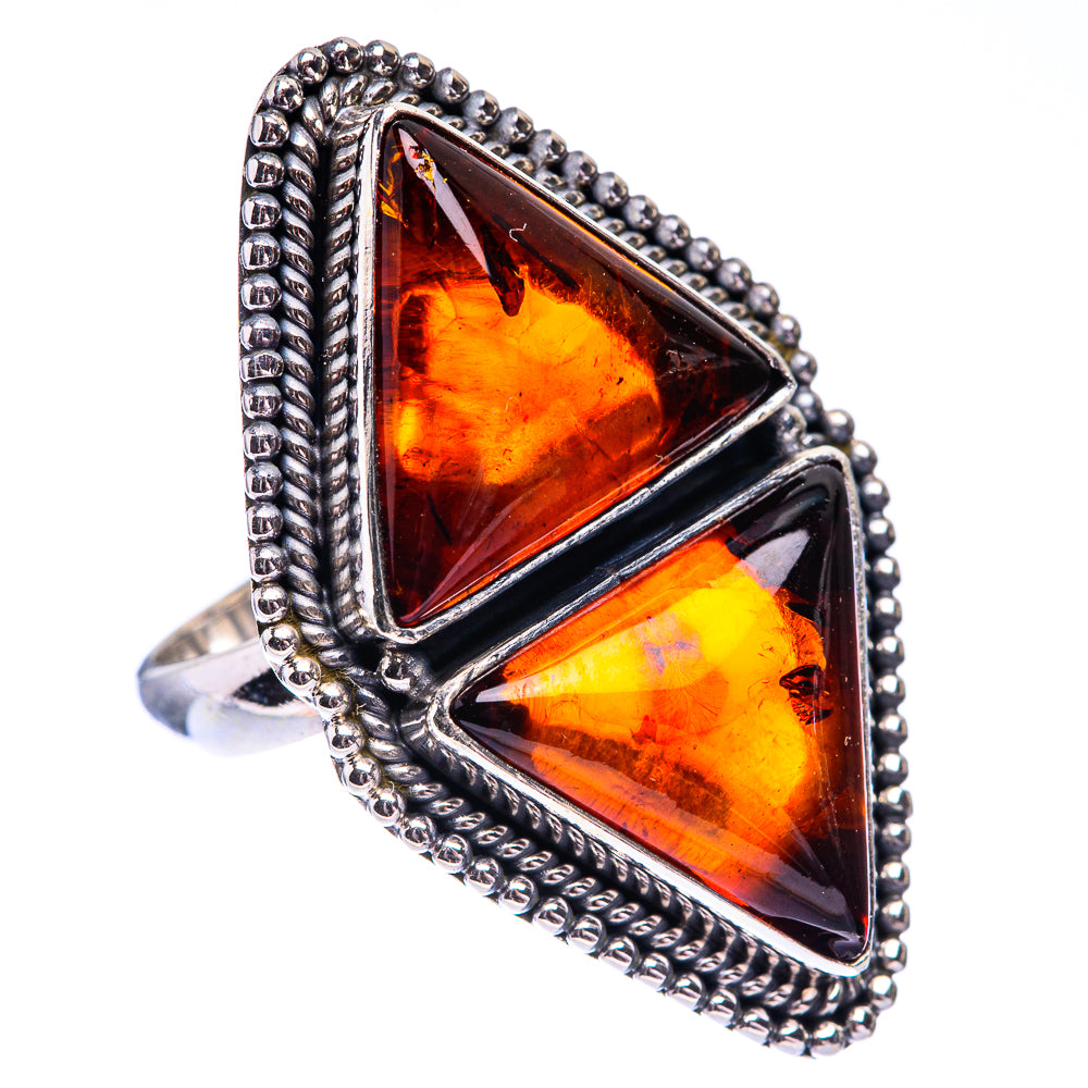 Large Baltic Amber Ring Size 6.5 (925 Sterling Silver) R140649